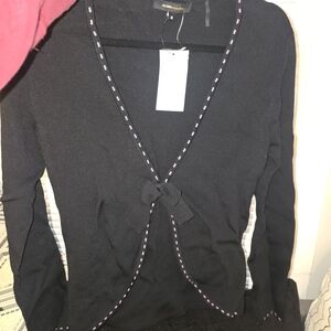 BCBGMaxAzria Black Sweater with Purple Accents